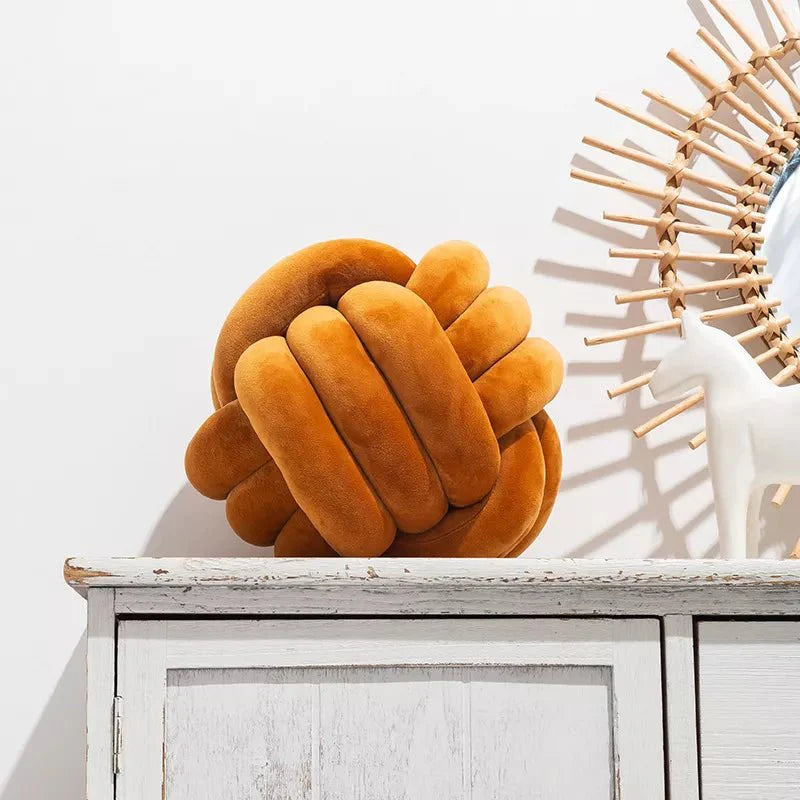 Knotted Suede Effect Ball Cushion | Velmira