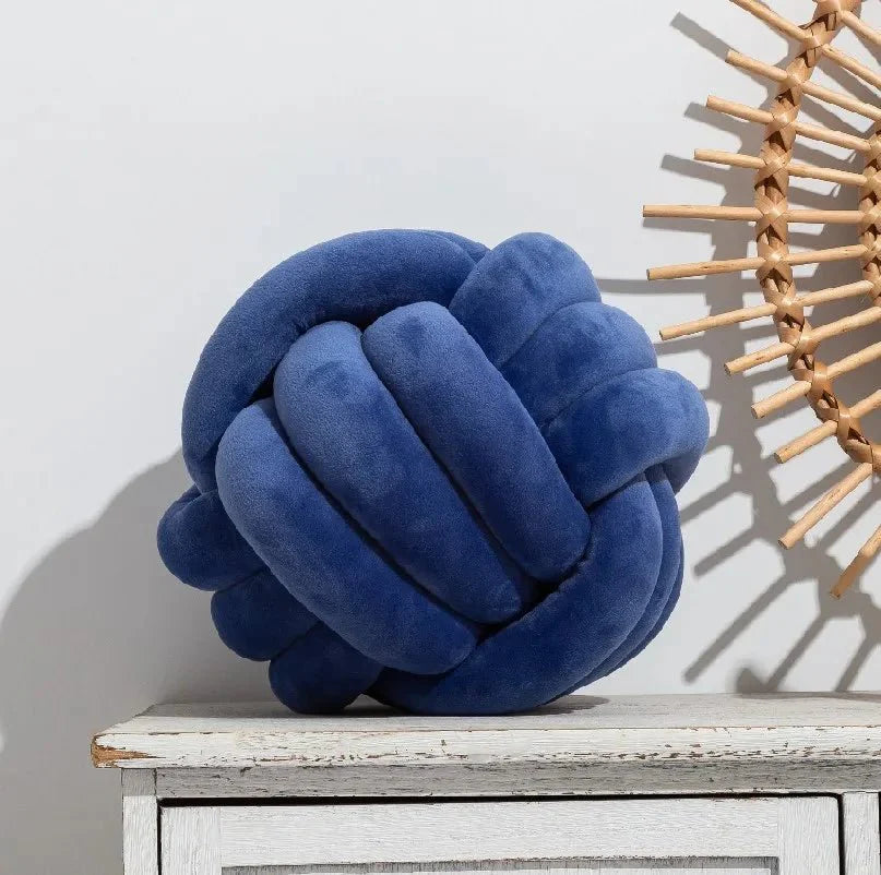 Knotted Suede Effect Ball Cushion | Velmira