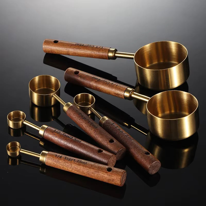 Measuring Spoon and Cup Set 8-Piece Oak & Steel | Brevara