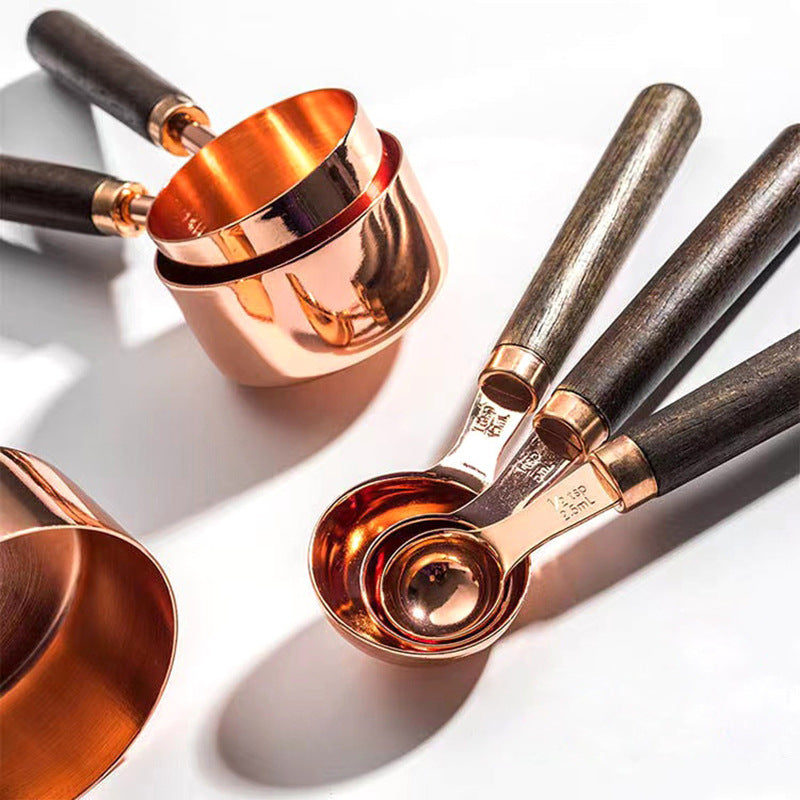 Measuring Spoon and Cup Set 8-Piece Oak & Steel | Brevara