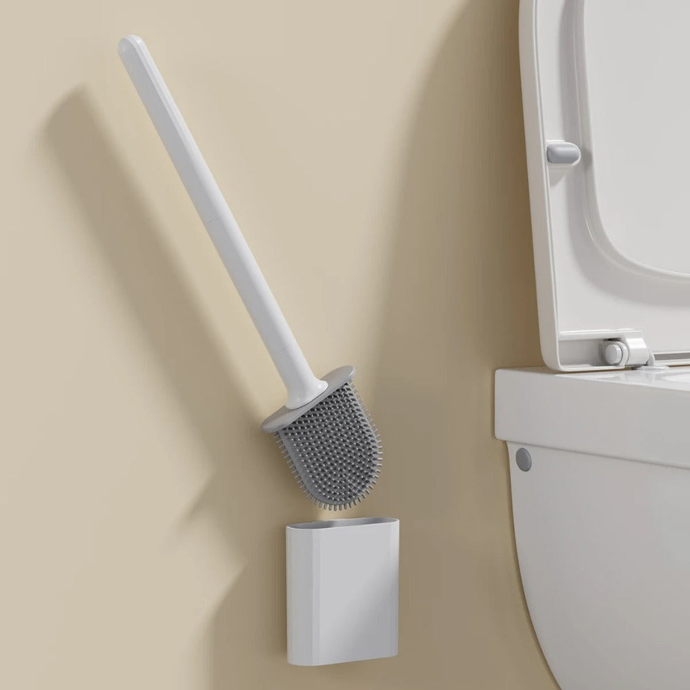 Silicone Toilet Brush with Wall Mount & Quick-Dry Holder | PureBrush