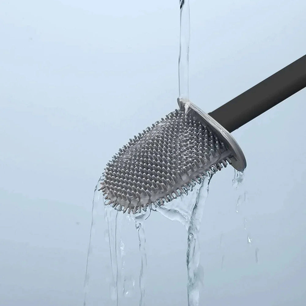 Silicone Toilet Brush with Wall Mount & Quick-Dry Holder | PureBrush