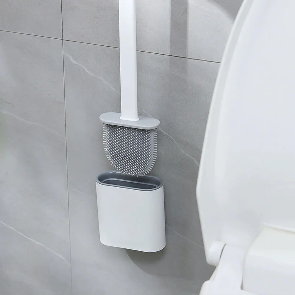 Silicone Toilet Brush with Wall Mount & Quick-Dry Holder | PureBrush
