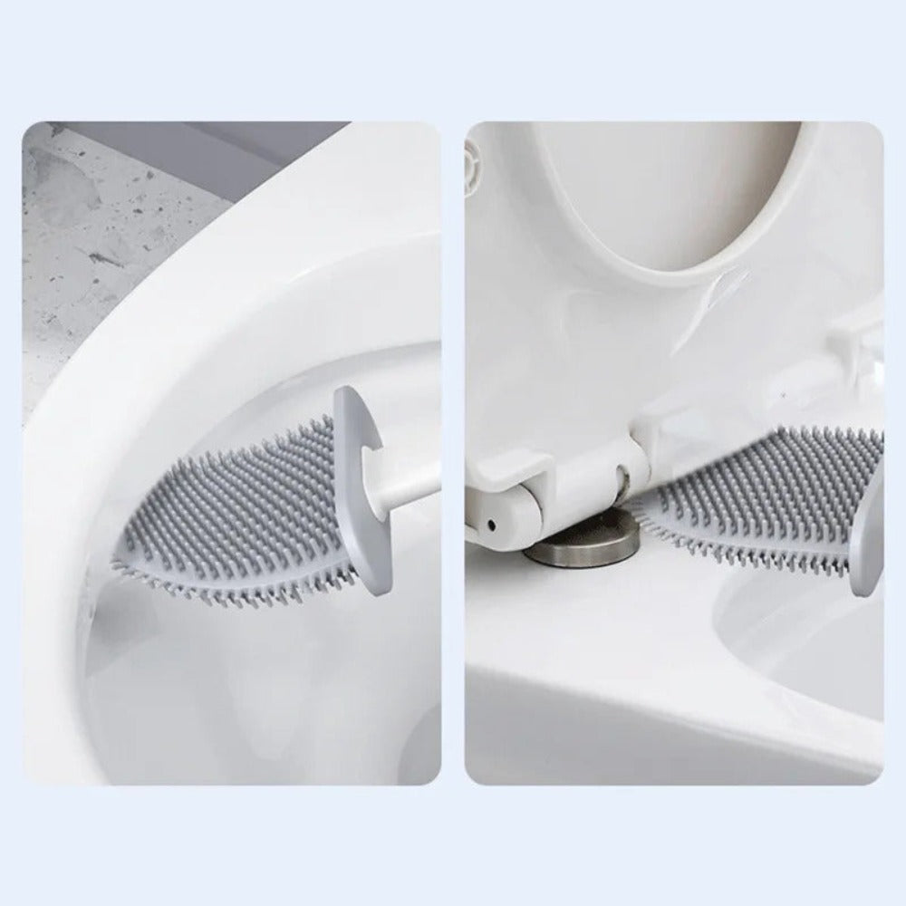 Silicone Toilet Brush with Wall Mount & Quick-Dry Holder | PureBrush