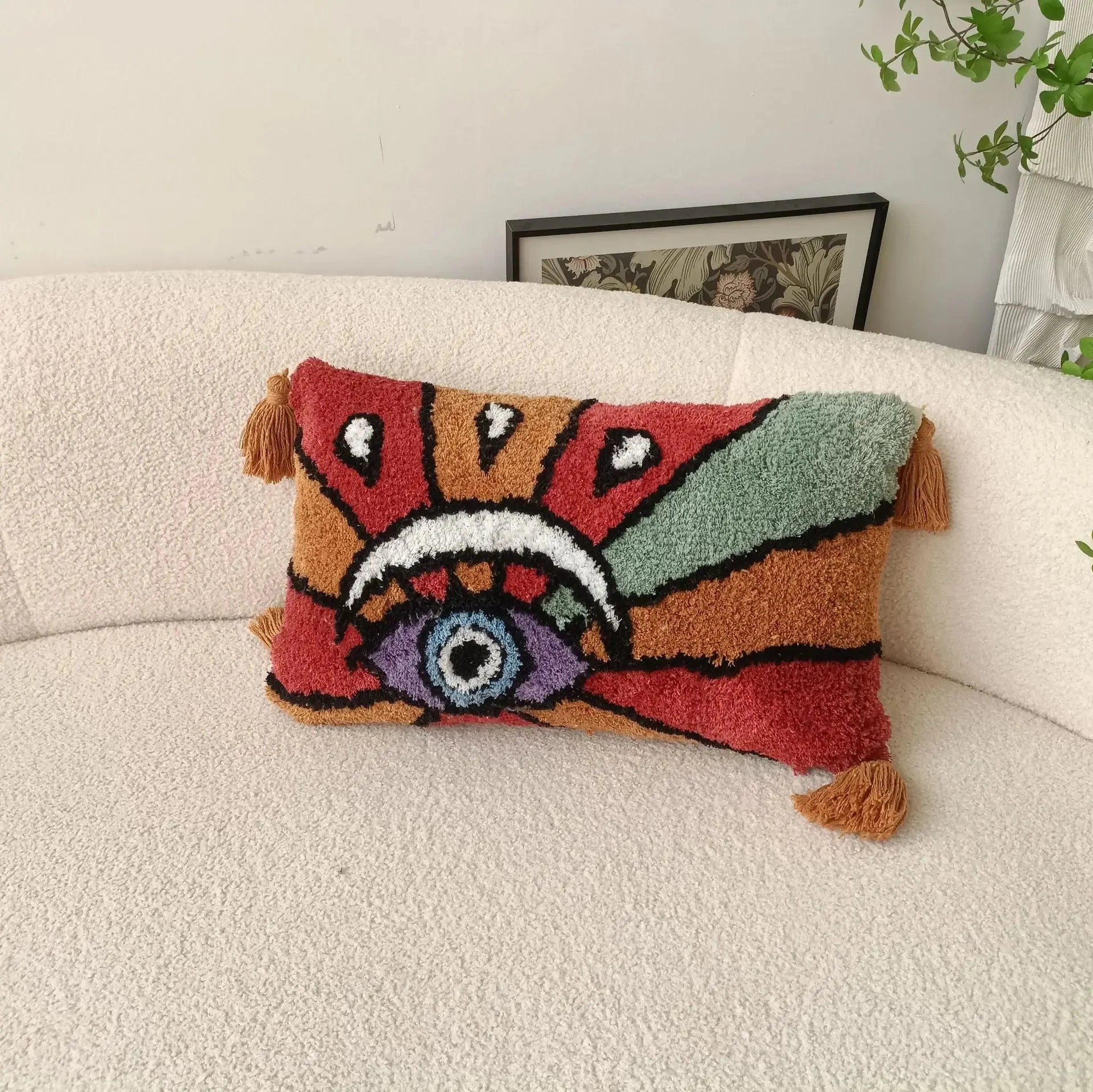 Tufted Cushion Cover 45x45cm with Devil’s Eye Pattern | Elvaya