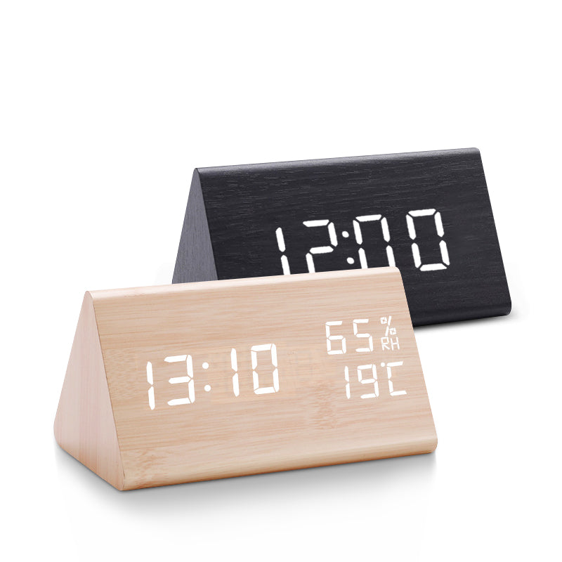 Wood Effect Digital LED Alarm Clock 15x8x7cm | Zeyno