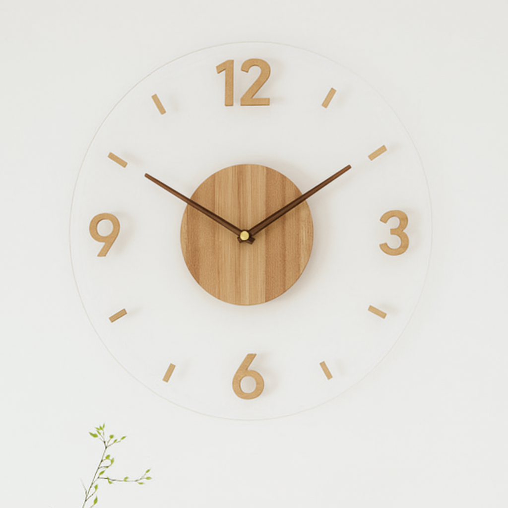 Wooden Wall Clock 35cm Silent Quartz | Envalo
