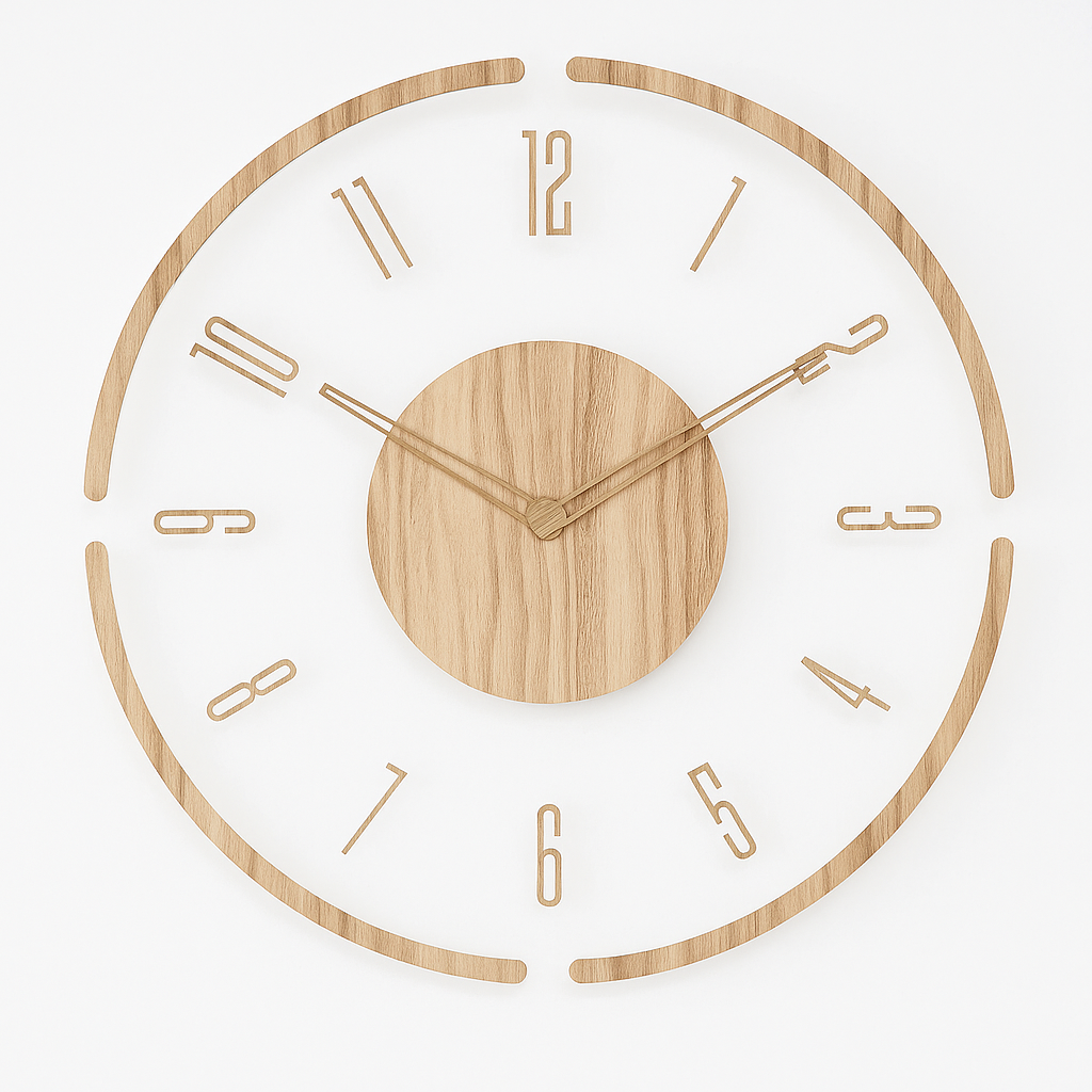 Wooden Wall Clock 35cm Silent Quartz | Envalo