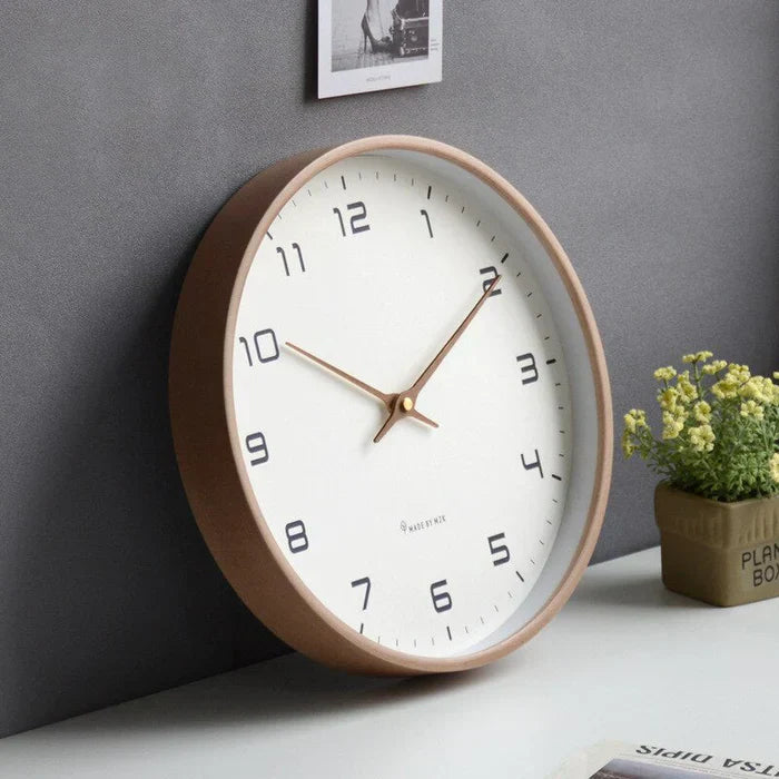 Wooden Wall Clock in Brown and Cream | Northelia