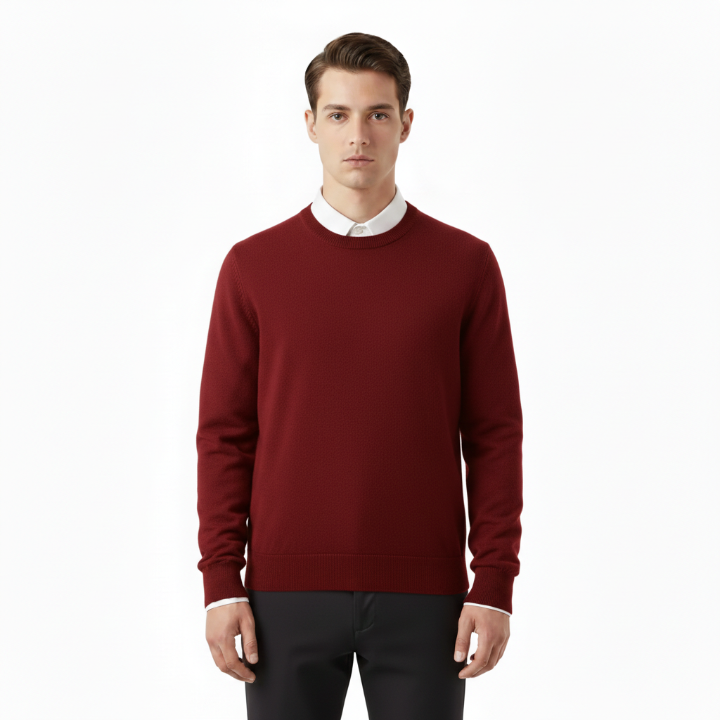 Apex Men's Knitted O-Neck Cotton Wool Pullover Sweater | Long Sleeve