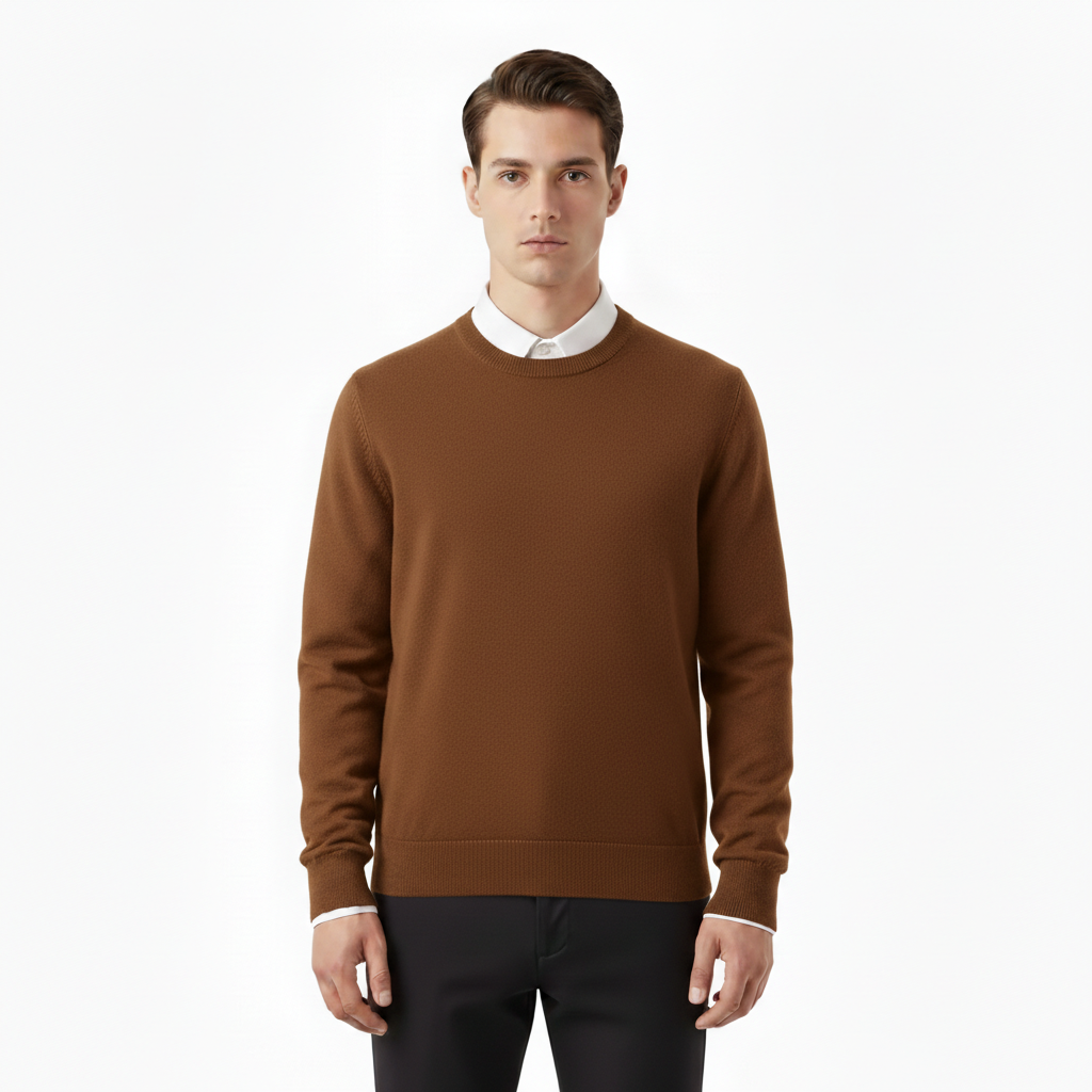 Apex Men's Knitted O-Neck Cotton Wool Pullover Sweater | Long Sleeve