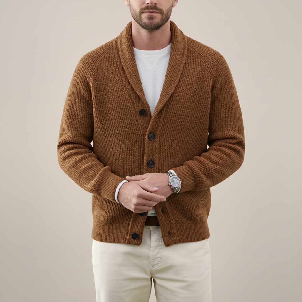 Flint Men’s Warm Knitted Shawl Collar Cardigan Sweater | Autumn and Winter