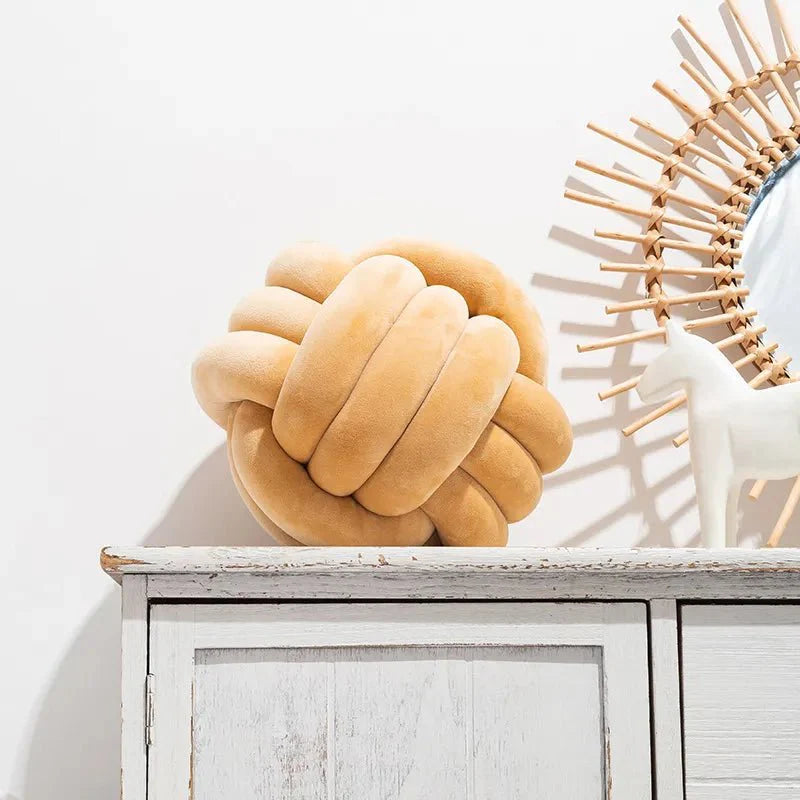 Knotted Suede Effect Ball Cushion | Velmira