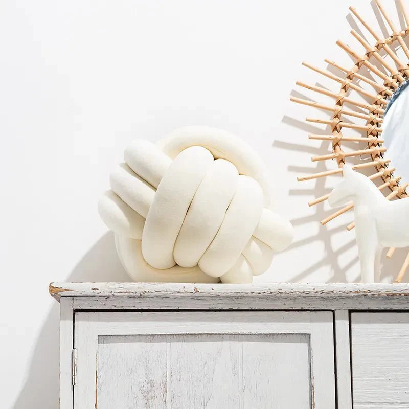 Knotted Suede Effect Ball Cushion | Velmira