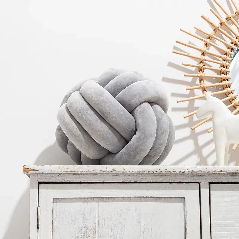 Knotted Suede Effect Ball Cushion | Velmira