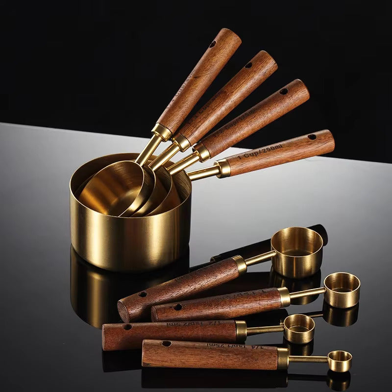 Measuring Spoon and Cup Set 8-Piece Oak & Steel | Brevara