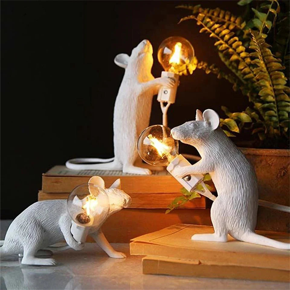 Resin Mouse Table Lamp with LED E12 Bulb | Morsavi