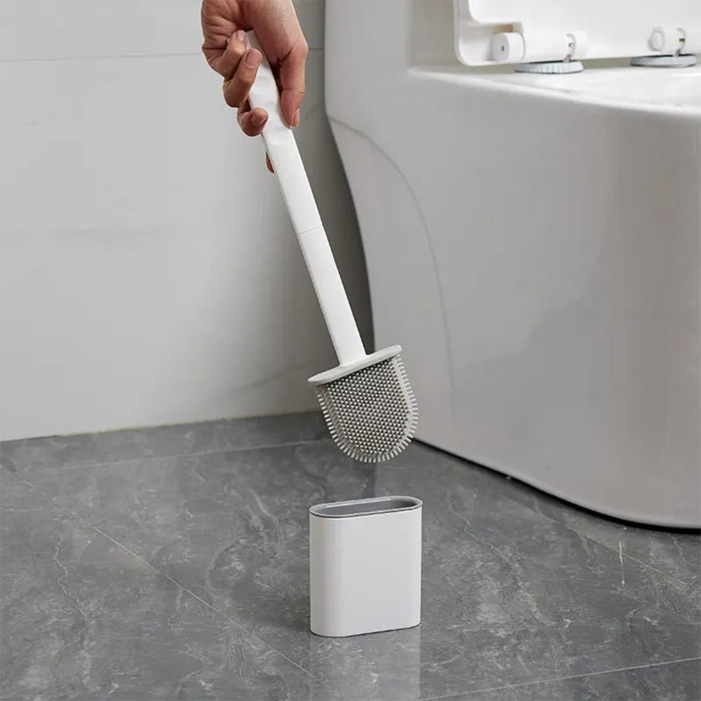 Silicone Toilet Brush with Wall Mount & Quick-Dry Holder | PureBrush