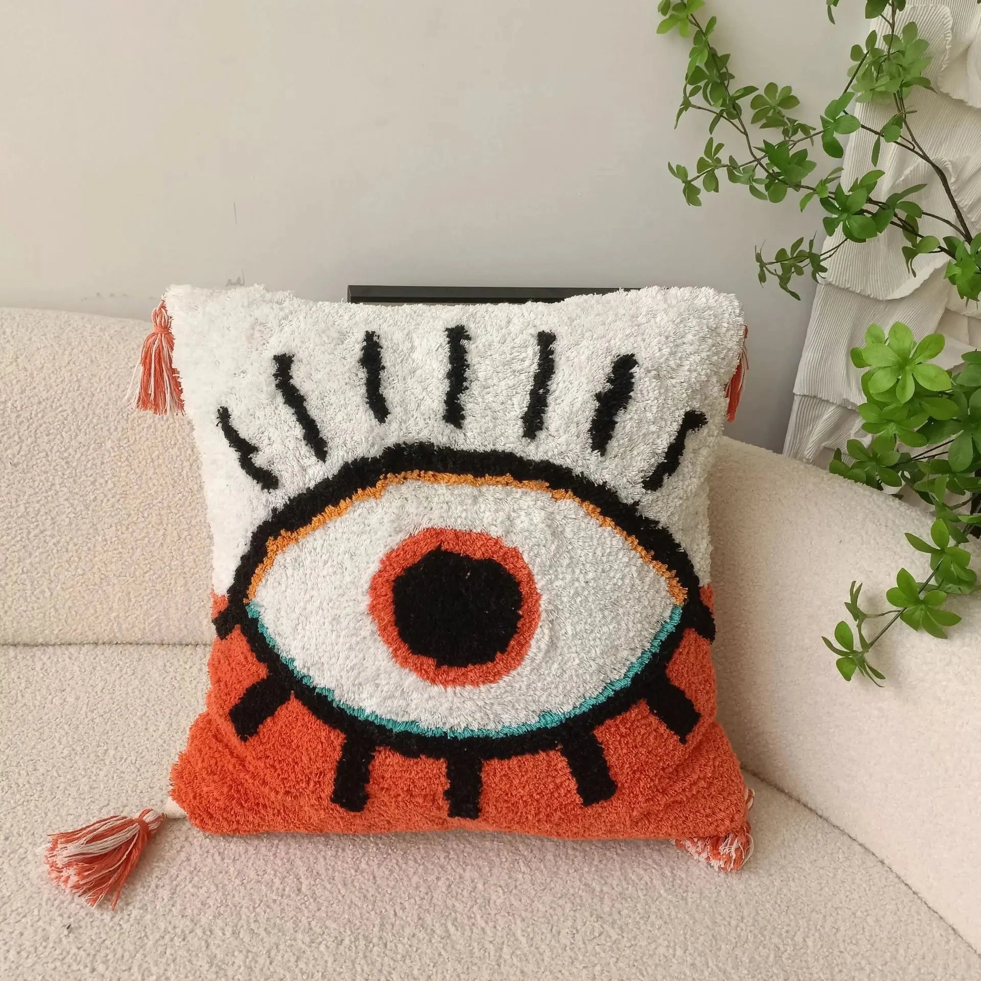 Tufted Cushion Cover 45x45cm with Devil’s Eye Pattern | Elvaya