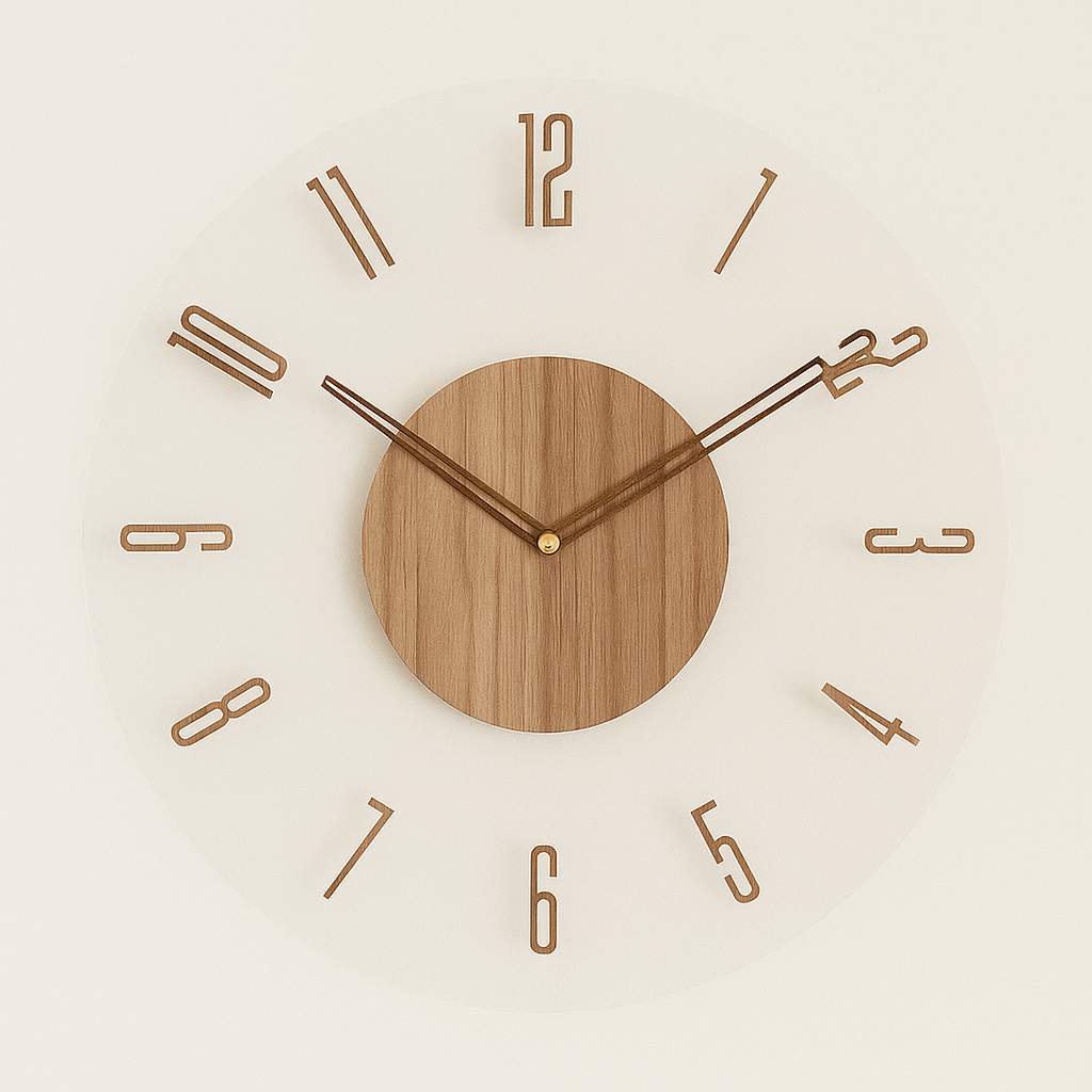 Wooden Wall Clock 35cm Silent Quartz | Envalo