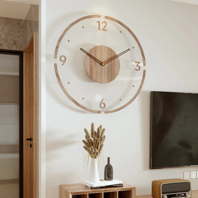 Wooden Wall Clock 35cm Silent Quartz | Envalo