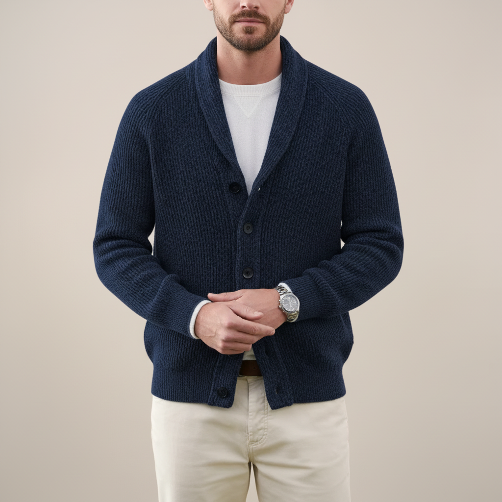 Flint Men’s Warm Knitted Shawl Collar Cardigan Sweater | Autumn and Winter