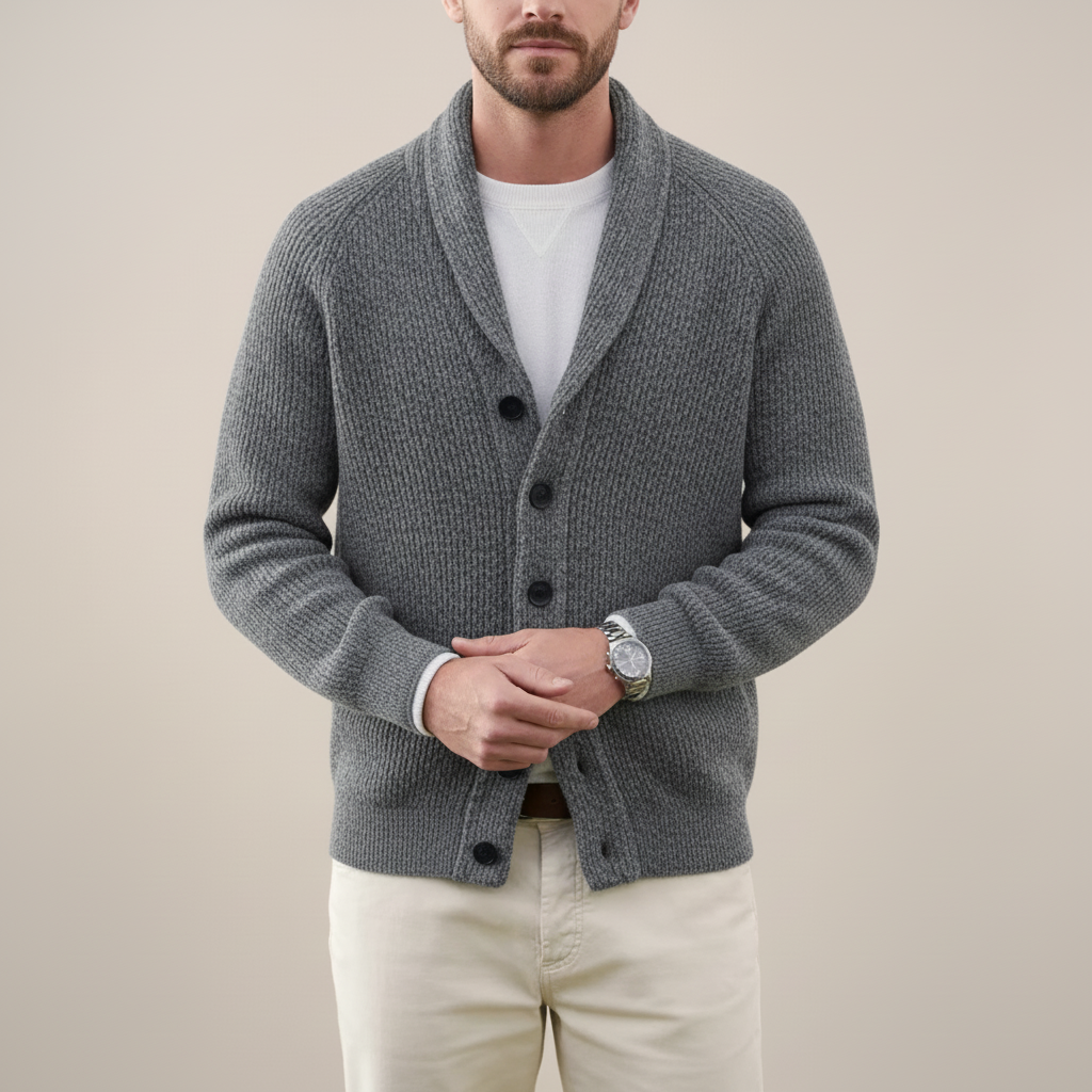 Flint Men’s Warm Knitted Shawl Collar Cardigan Sweater | Autumn and Winter