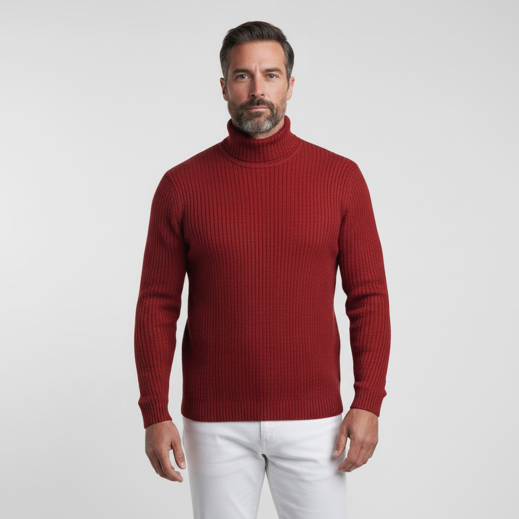 Orion Men’s Ribbed Long Sleeve Autumn Turtleneck Sweater | Slim Fit