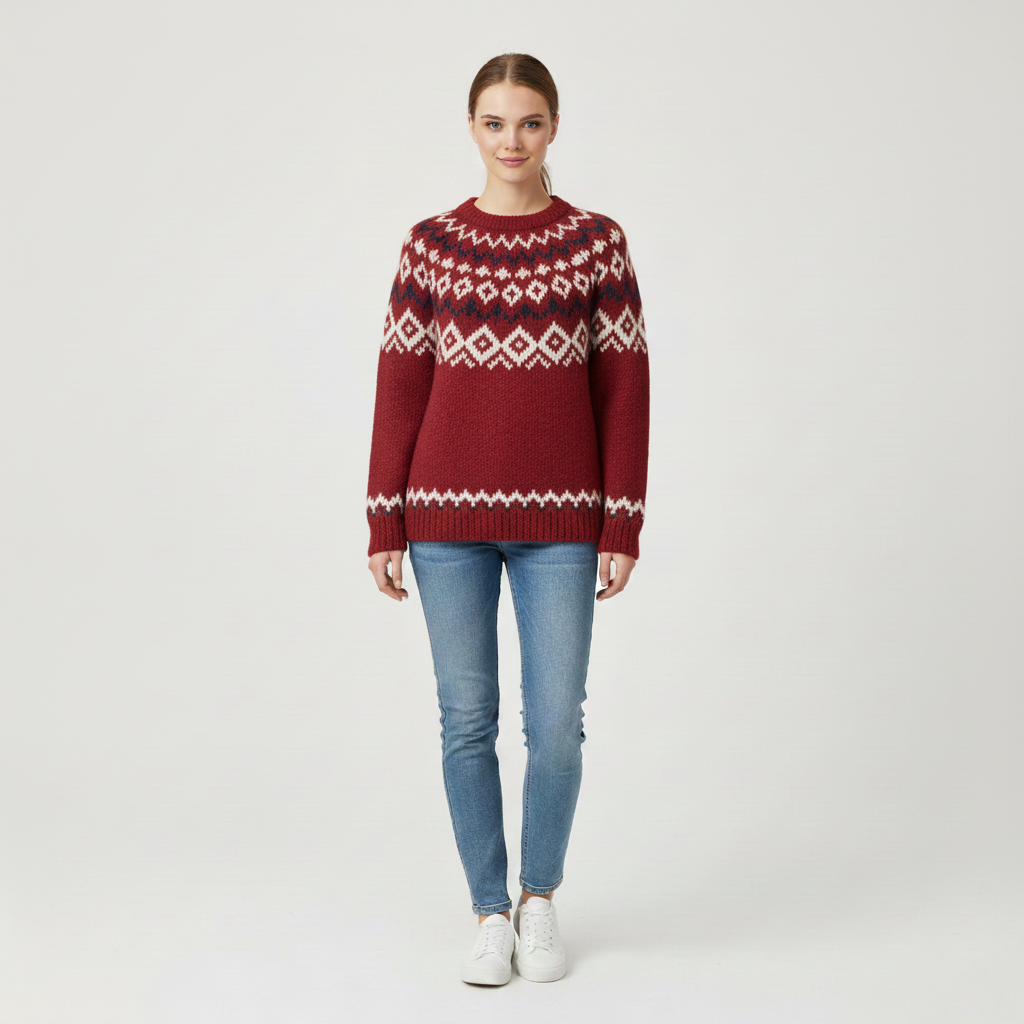 Elle Women's Comfortable Long Sleeve Knitted Sweated