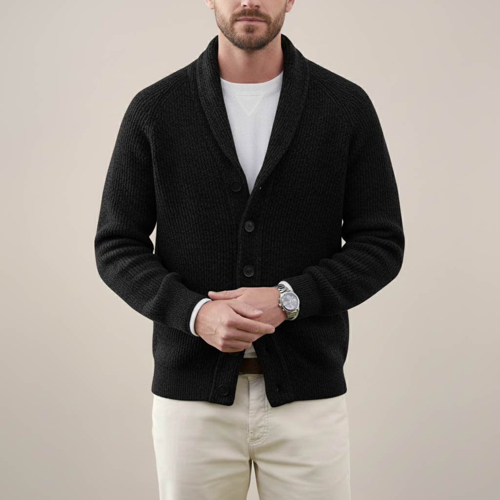 Flint Men’s Warm Knitted Shawl Collar Cardigan Sweater | Autumn and Winter