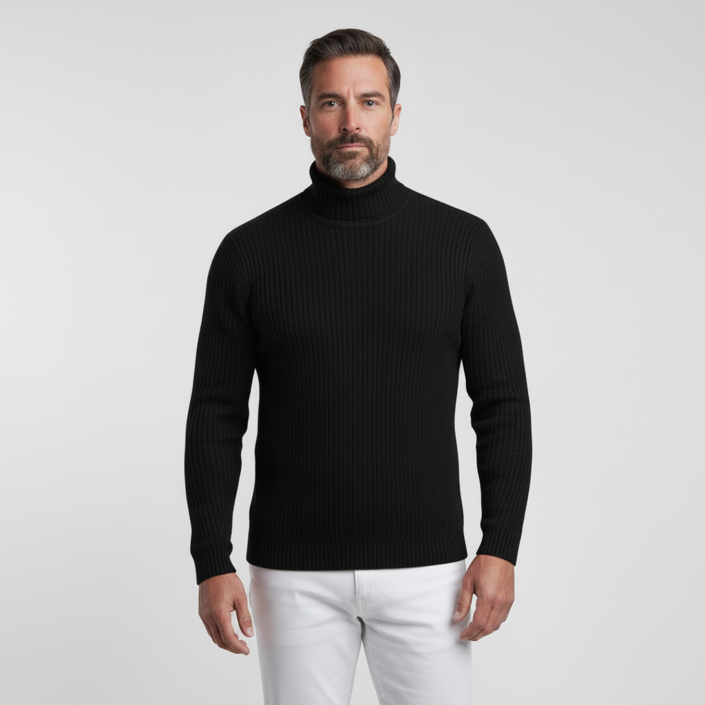Orion Men’s Ribbed Long Sleeve Autumn Turtleneck Sweater | Slim Fit