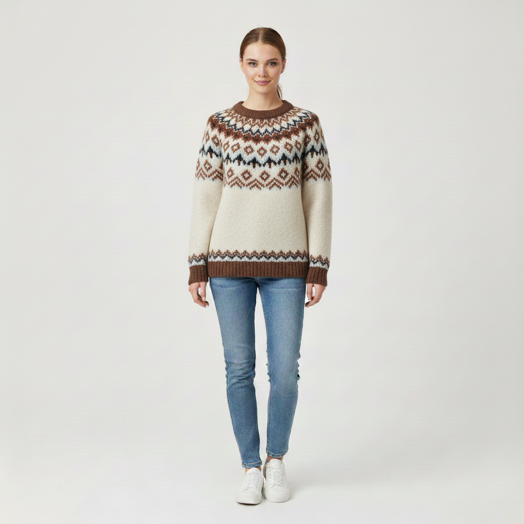 Elle Women's Comfortable Long Sleeve Knitted Sweated