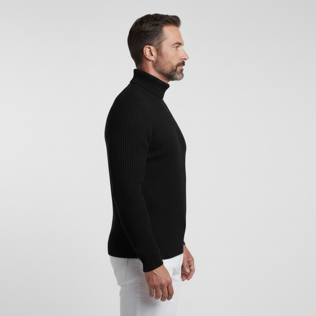 Orion Men’s Ribbed Long Sleeve Autumn Turtleneck Sweater | Slim Fit