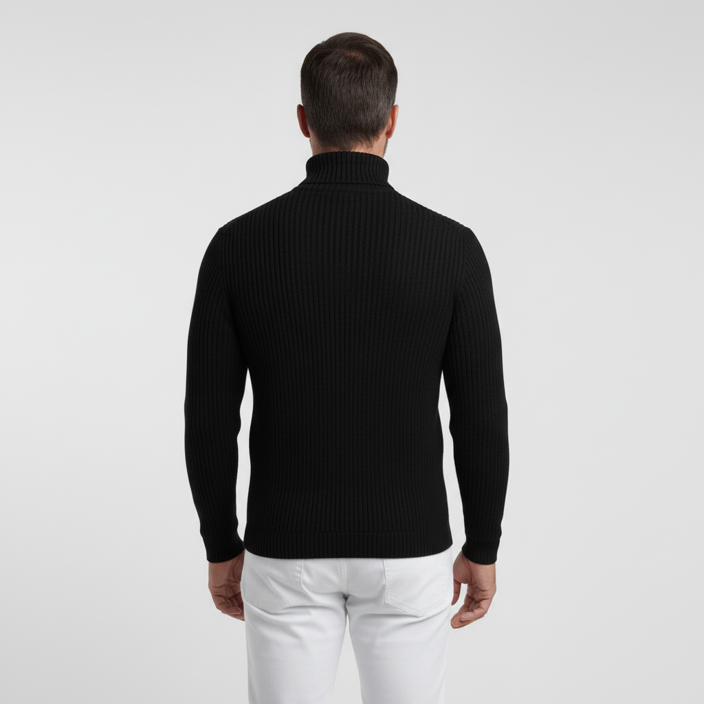 Orion Men’s Ribbed Long Sleeve Autumn Turtleneck Sweater | Slim Fit