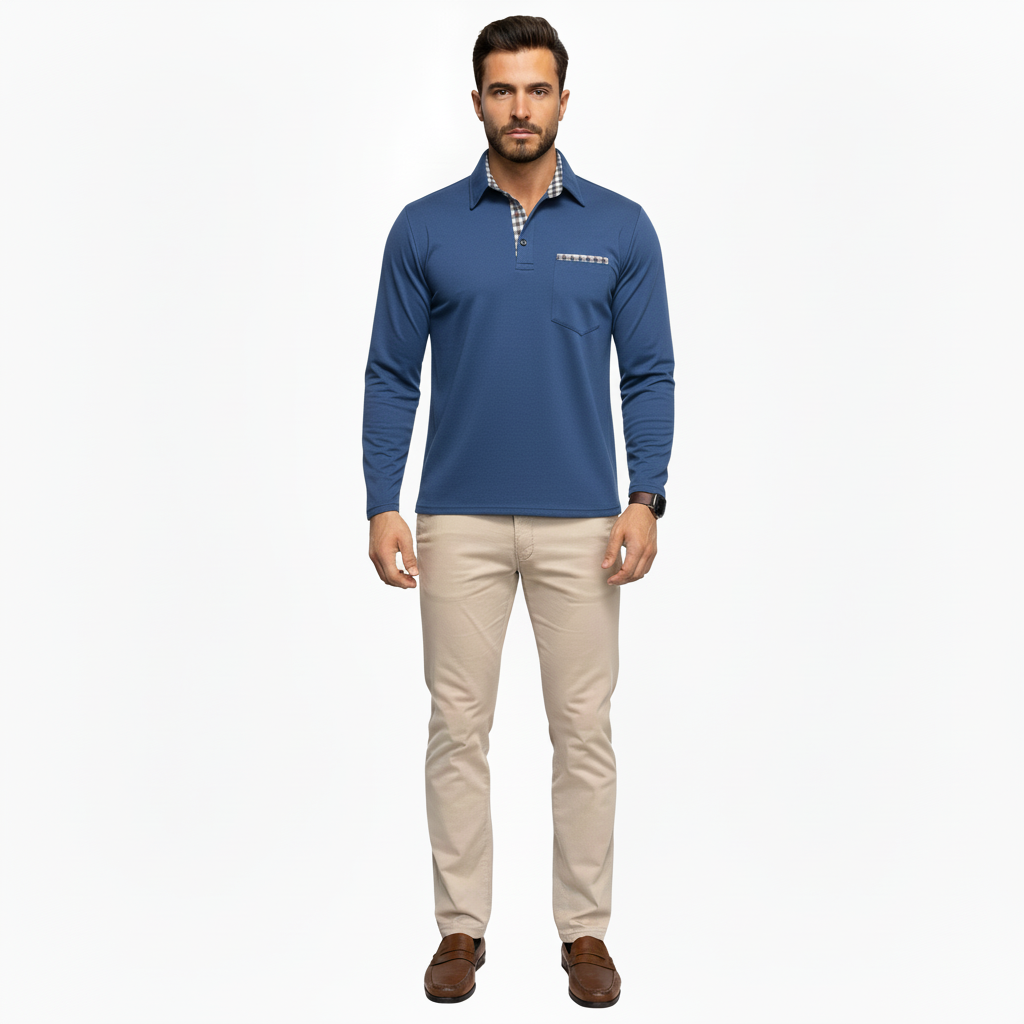 Glowwo Men's Long Sleeve Polo Shirt