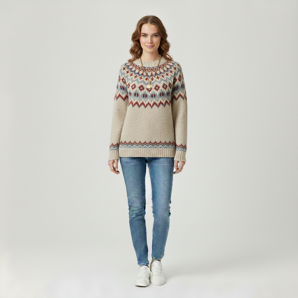 Elle Women's Comfortable Long Sleeve Knitted Sweated