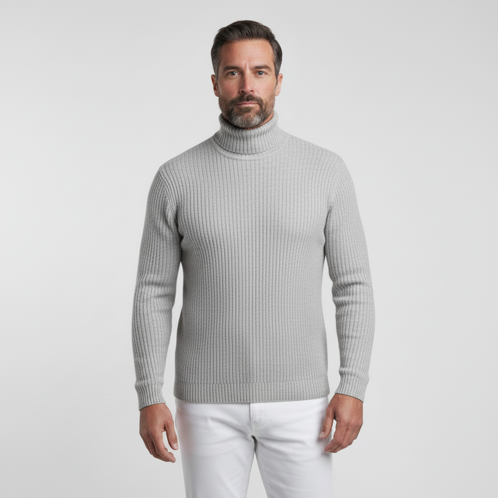 Orion Men’s Ribbed Long Sleeve Autumn Turtleneck Sweater | Slim Fit